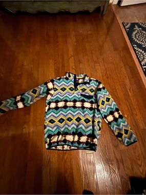 Womens PATAGONIA Aztec Native Synchilla Snap T Pullover Fleece Sweater large